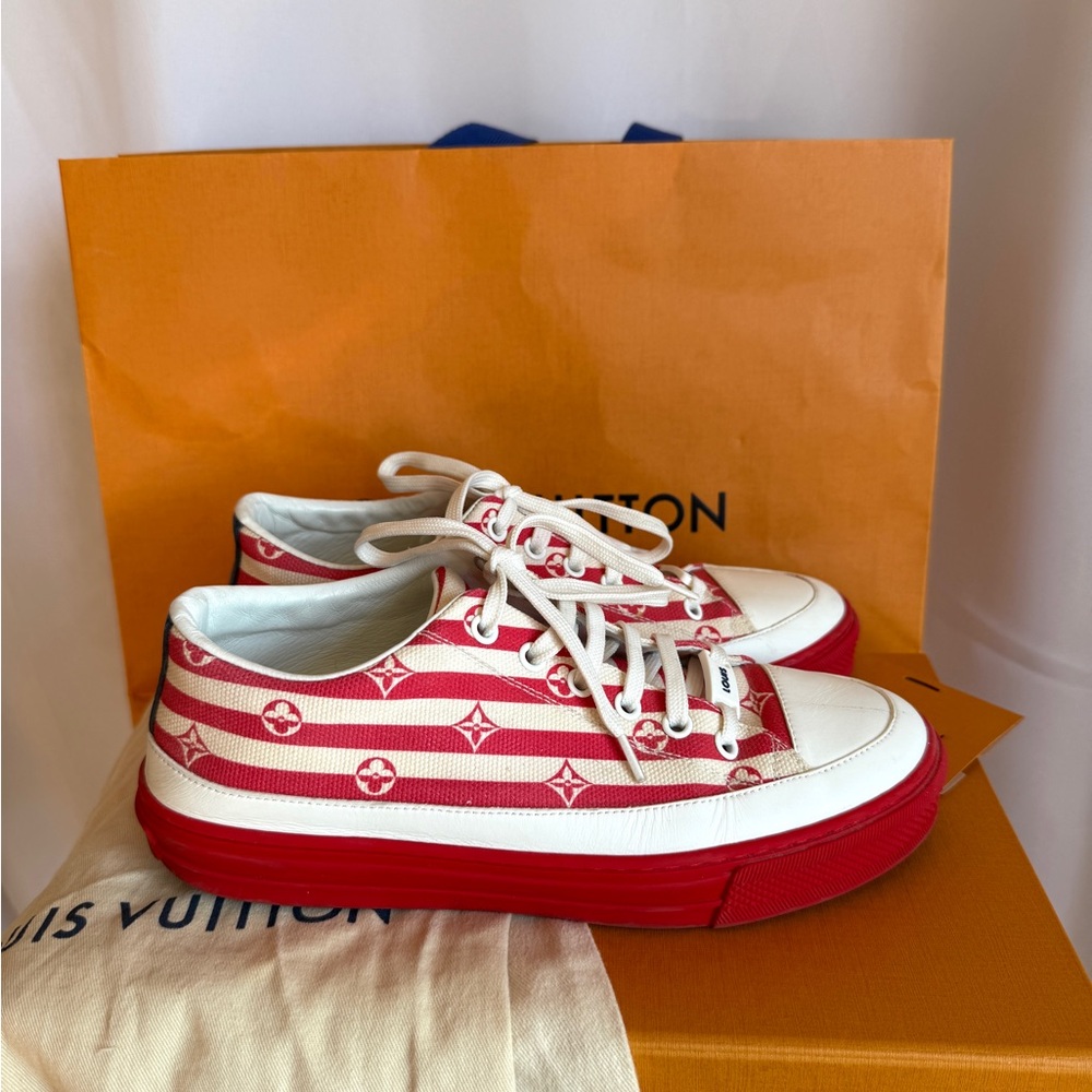 LOUIS VUITTON LV Escale Stellar Monogram sneakers White Red Used Women 37.5